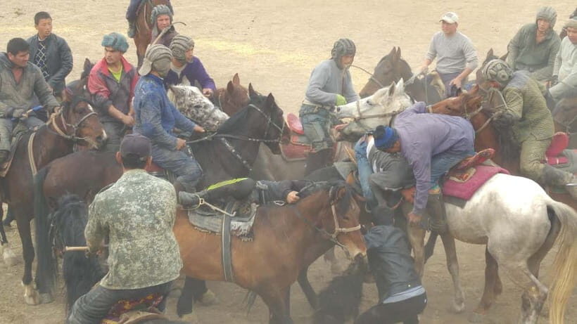 Samarkand: Uloq-Kopkari (Buzkashi) Game Day Tour - The game arena: goat, finish lines, and crowd energy
